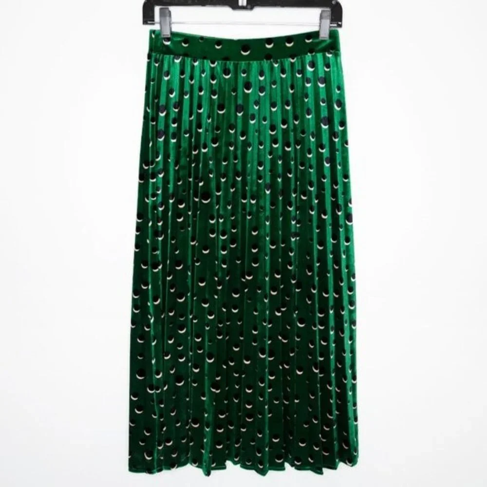 Maeve Carly Pleated Velvet Midi Skirt - Picture 4 of 9
